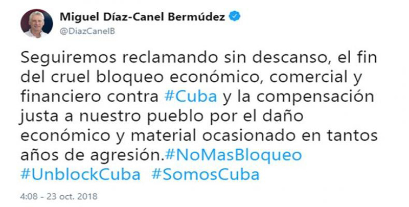 Diaz Canel tweet