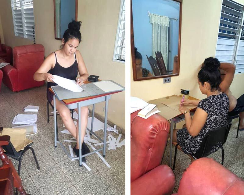 Trabajadoras de la Biblioteca Provincial Alex Urquiola desarrollan su trabajo desde casa en tiempos de la COVID-19. Biblioteca3