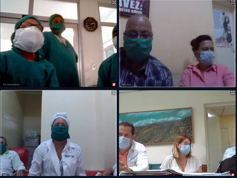 Desde la Dirección Provincial de Salud se dirige el intercambio técnico entre especialistas y expertos de cada paciente grave o crítico ingresado en los hospitales provinciales. Fotos: Cortesía de la Dirección Provincial de Salud Pública telemedicina COVID 1
