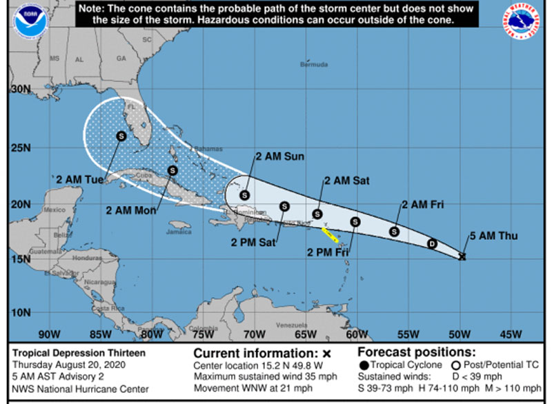 Una nueva Depresión Tropical se formó en el Atlántico Central depresion tropical 1