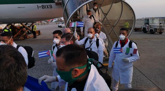 Brigada Medica Cuba en Italia LLegada marzo 2020