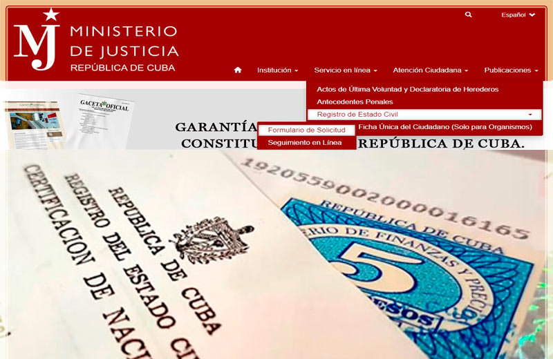 La Plataforma Bienestar ofrece servicios informatizados de solicitud y expedición de certificaciones en los Registros del Estado Civil. Collage: Ana Maidé Hernández Bienestar plataforma