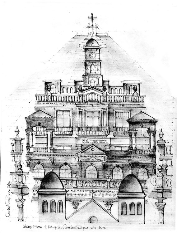 dibujo Catedral San Isidoro ciudad de Holguín