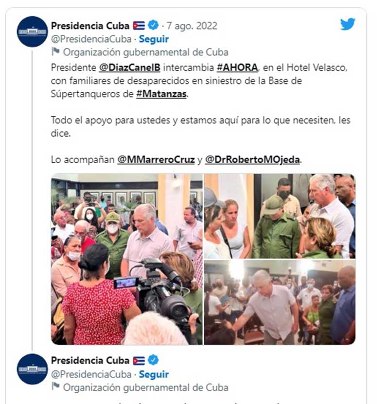 matanzas incendio Diaz Canel lesionados