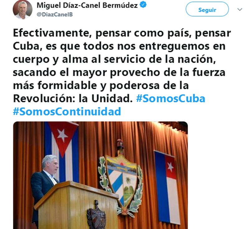 Diaz Canel Pensar pais